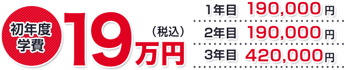 初期年度学費19万円